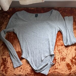 SHEIN Gray Ribbed Bodysuit